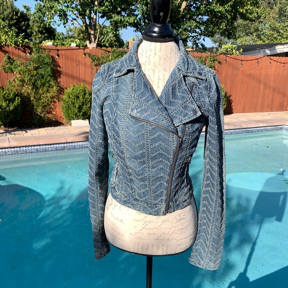Free People Jackets & Coats Free People Etched Denim Jacket Poshmark